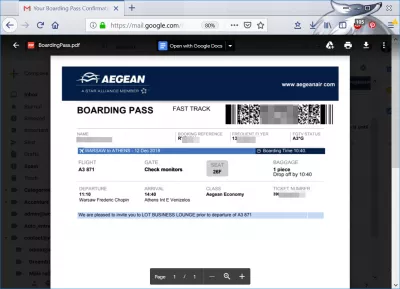 Enregistrement des compagnies aériennes Aegeannes : Carte d'embarquement des compagnies aériennes Aegeannes à imprimer