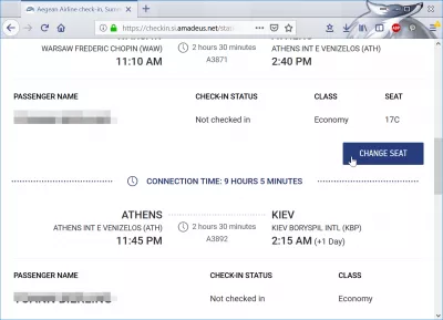 Enregistrement des compagnies aériennes Aegeannes : Sélection du siège option