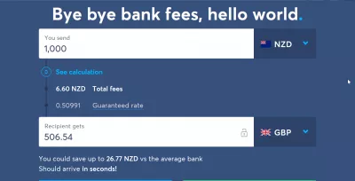 WISE միջազգային դրամական փոխանցումների ծրագիր : Նոր Զելանդի դոլարից դեպի Միջազգային դրամական փոխանցումներ `դեպի Բրիտանական ֆունտ NZD GBP