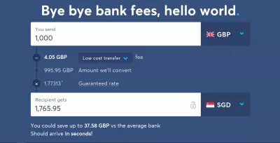 WISE միջազգային դրամական փոխանցումների ծրագիր : Բրիտանական ֆունտից մինչեւ Սինգապուրի դոլարը GBP- ի ամենաէժան միջազգային դրամական փոխանցումը SGD- ին