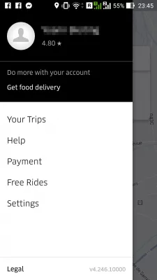 Uberの使い方 : Uberへの連絡方法 in-app help menu