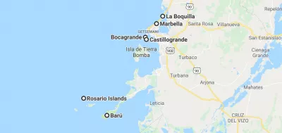 6 best plaže v Cartageni Colombia : Cartagena Kolumbija zemljevid plaž