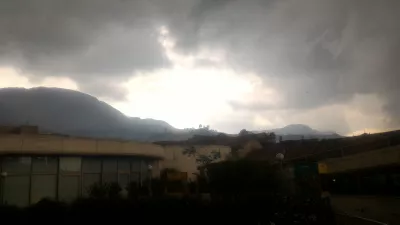 How is the Free walking tour in Bogotá? : Huge cloud passing the mountains