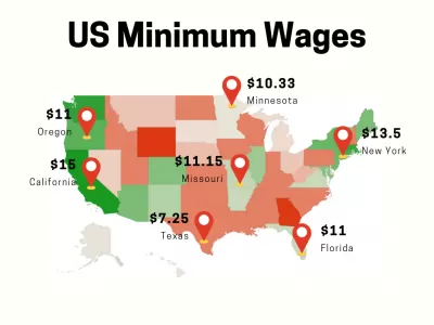 متوسط ​​حقوق در هر ایالت ایالات متحده و حداقل دستمزد چقدر است؟ : حداقل دستمزد ما per US State
